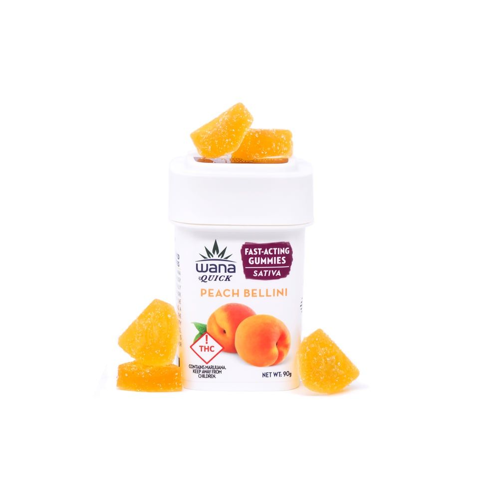 Wana Quick Peach Bellini Gummy Candy Edible, 100mg, 10pk
