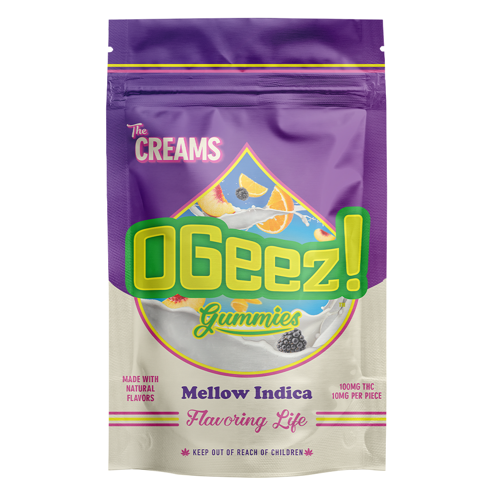 OGeez The Creams, Mellow Indica Gummy Candy Edible, 100mg, 10pk