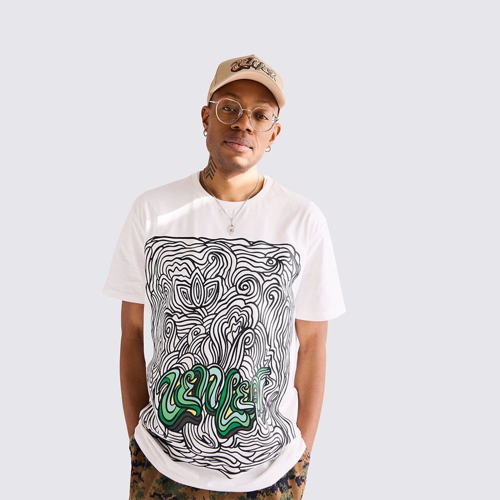 Zen Leaf White T-Shirt, Medium