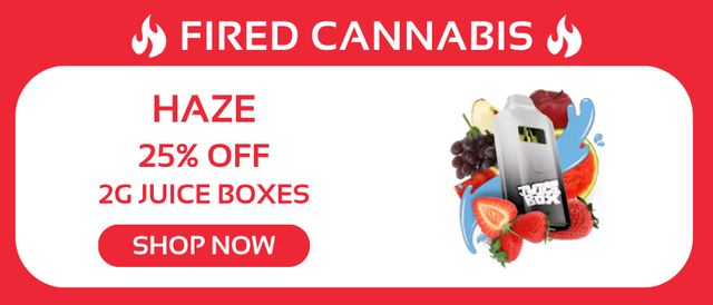 Cannabis Promo, Cannabis Sales, Cannabis Discounts, Cannabis on Sale, Haze Juice Boxes: 25% OFF
