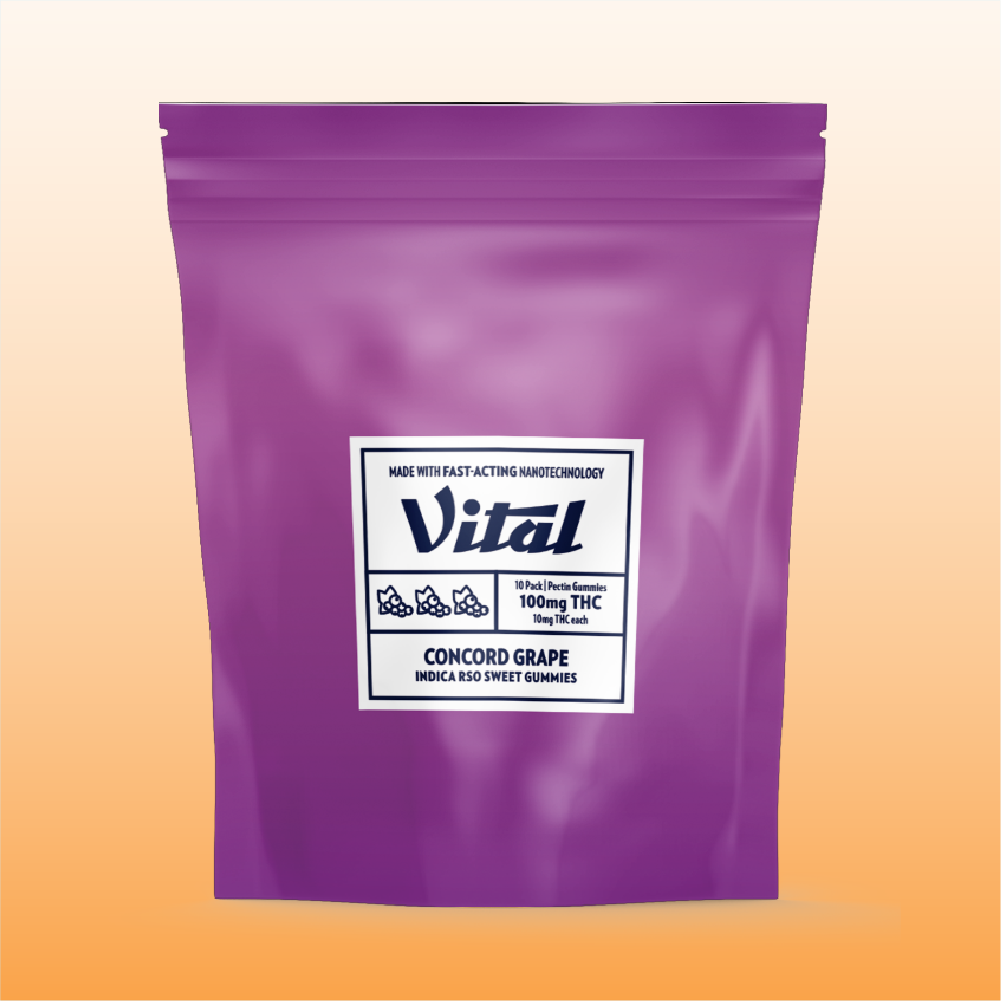Vital RSO Concord Grape Gummy Candy Edible, 100mg, 10pk