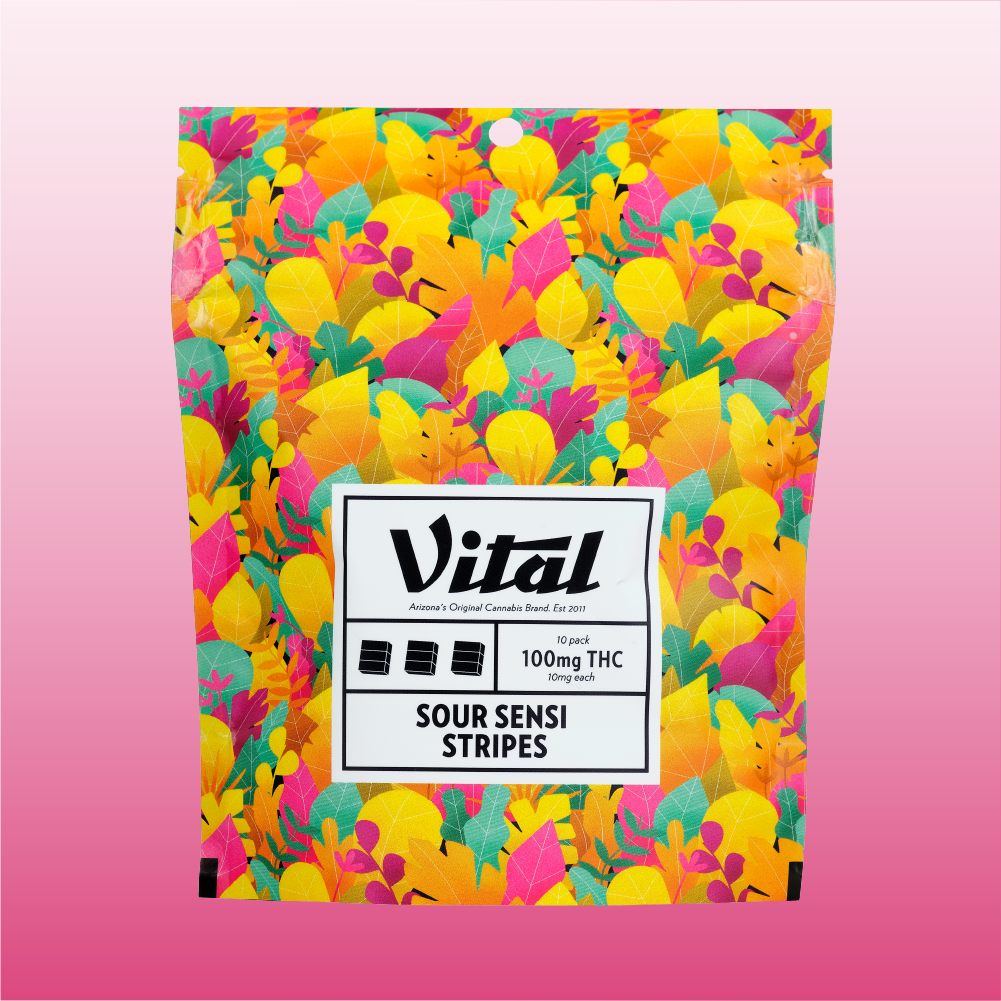 Vital Sour Sensi Stripes Gummy Candy Edible, 100mg, 10pk