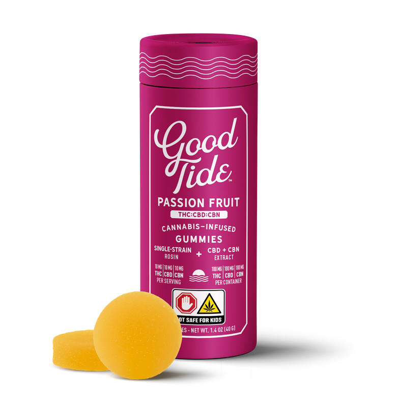 Good Tide Live Rosin Passion Fruit 1:1:1 THC: CBD: CBN | 10 Pack 100mg | 10mg ea