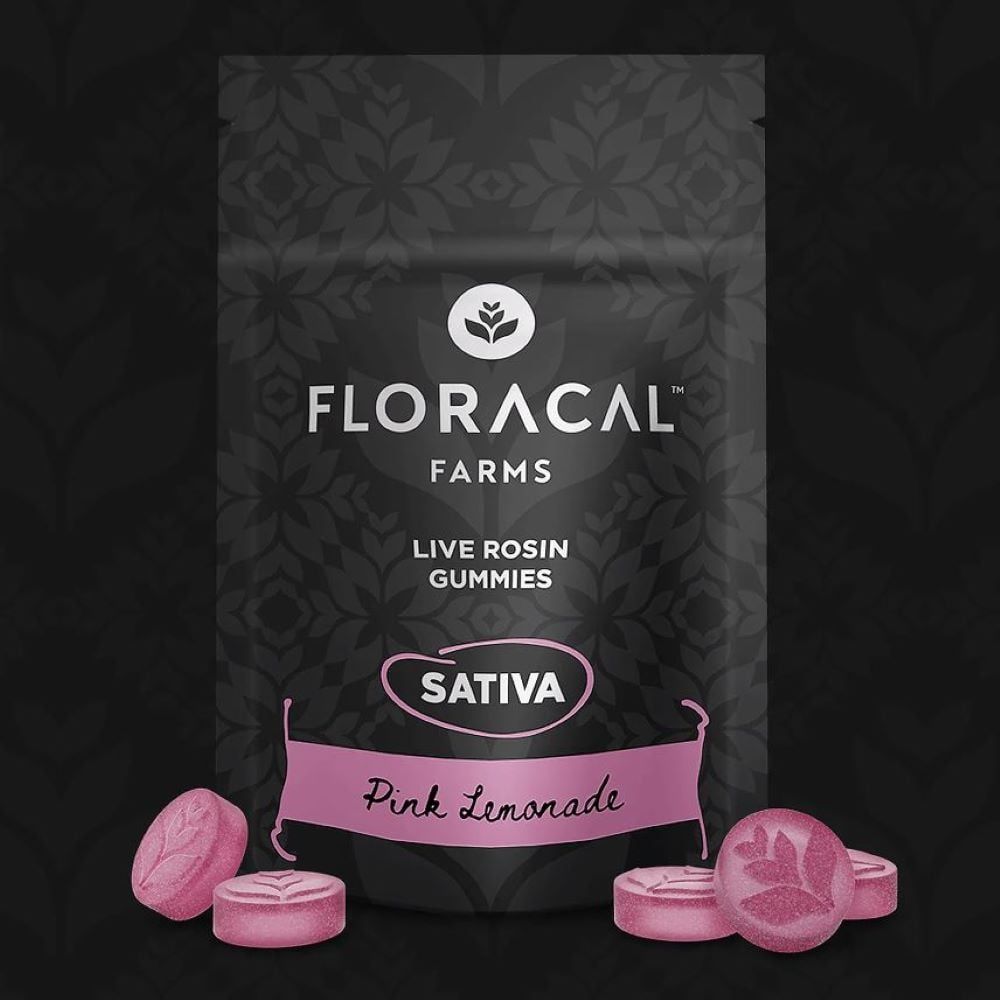 FloraCal Pink Lemonade Live Rosin Gummy Candy Edible, 100mg, 10pk