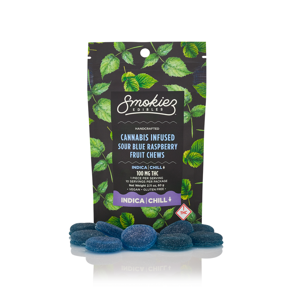 Smokiez Sour Blue Razz Soft Candy Edible, 100mg, 10pk