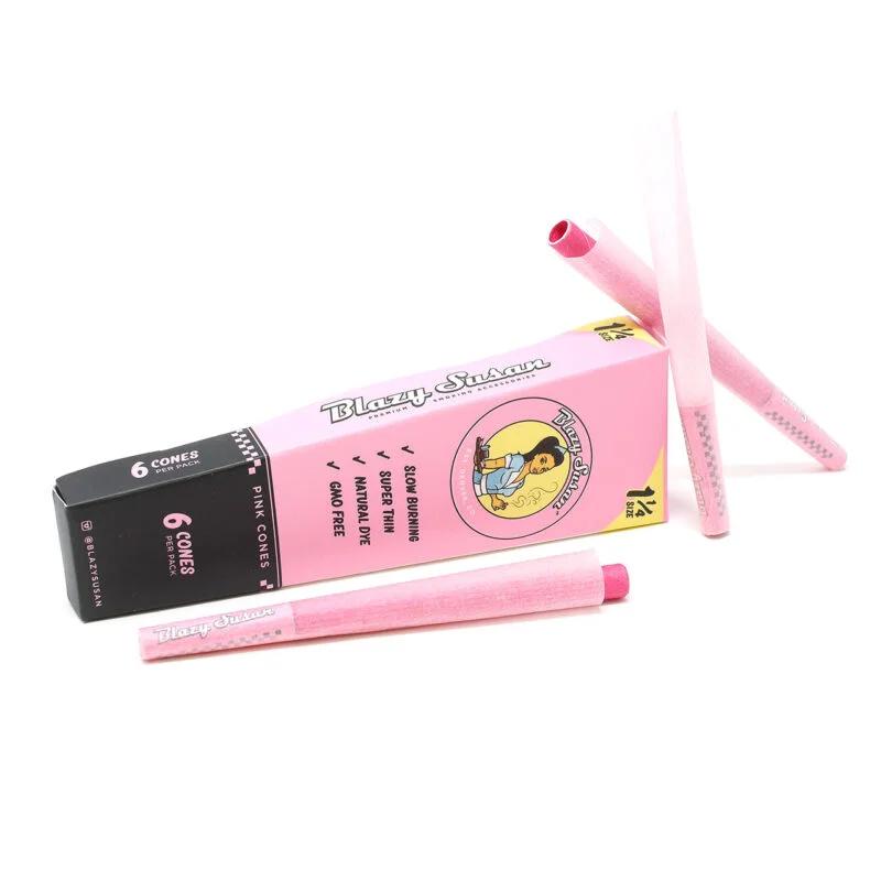 Blazy Susan Cones 1 1/4 Rolling Papers/Cones, Pink, 6pk
