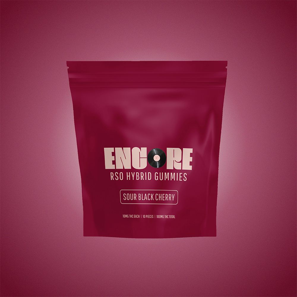 Encore Edibles Sour Black Cherry RSO Gummy Edible, 100mg
