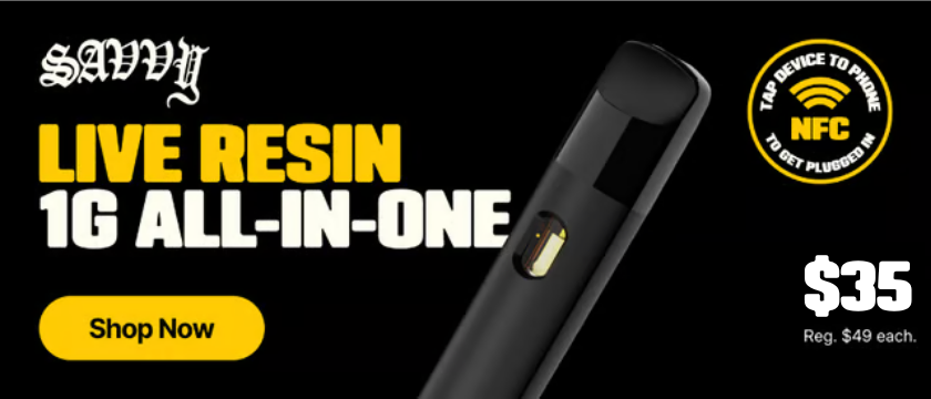 $35 Savvy 1G Live Resin AIO Vapes