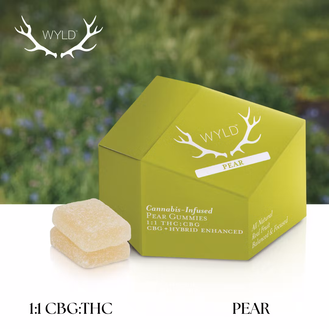 Wyld Pear 1:1 THC:CBG Gummy Candy Edible, 100mg, 10pk