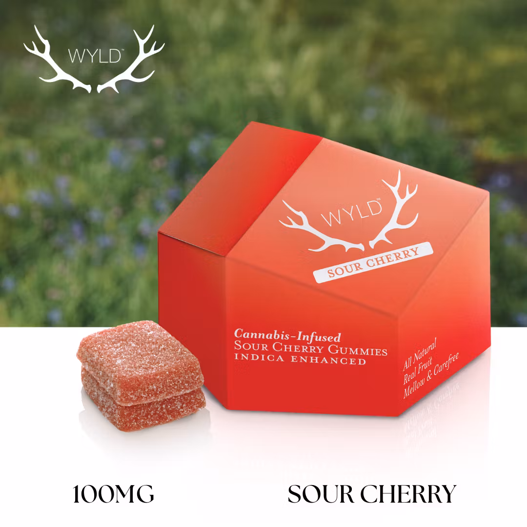 Wyld Sour Cherry Gummy Candy Edible, 100mg, 10pk
