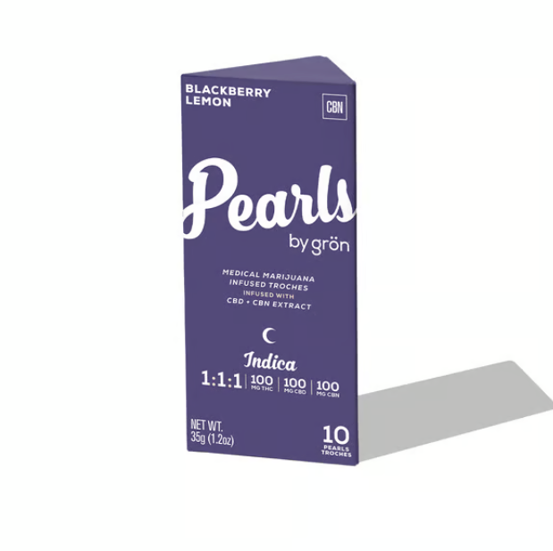 Gron Pearls 1:1:1 CBN:CBD:THC Blackberry Lemon Troches, 100mg, 10pk