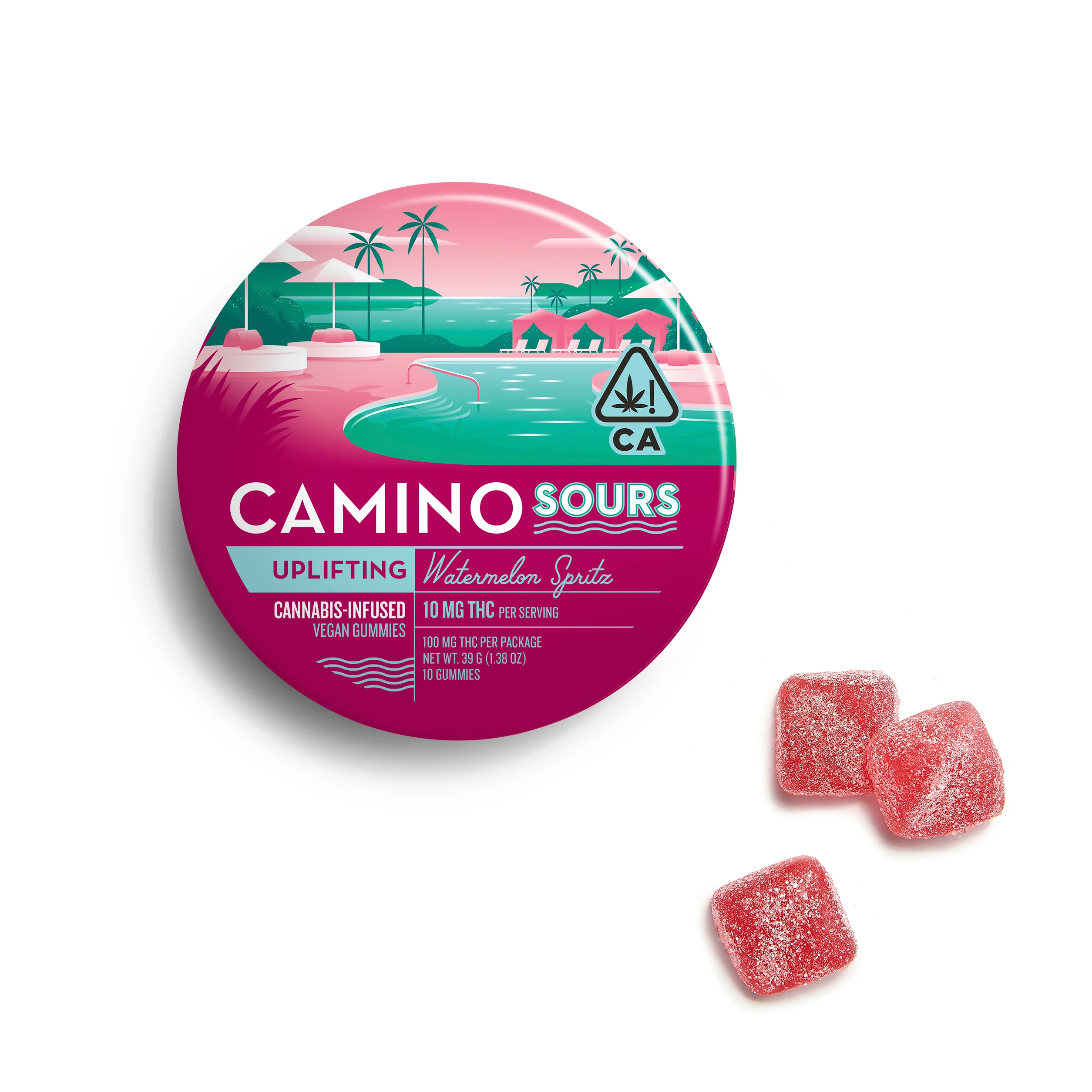 Camino Sours Watermelon Spritz Gummy Candy Edible, 100mg, 10pk