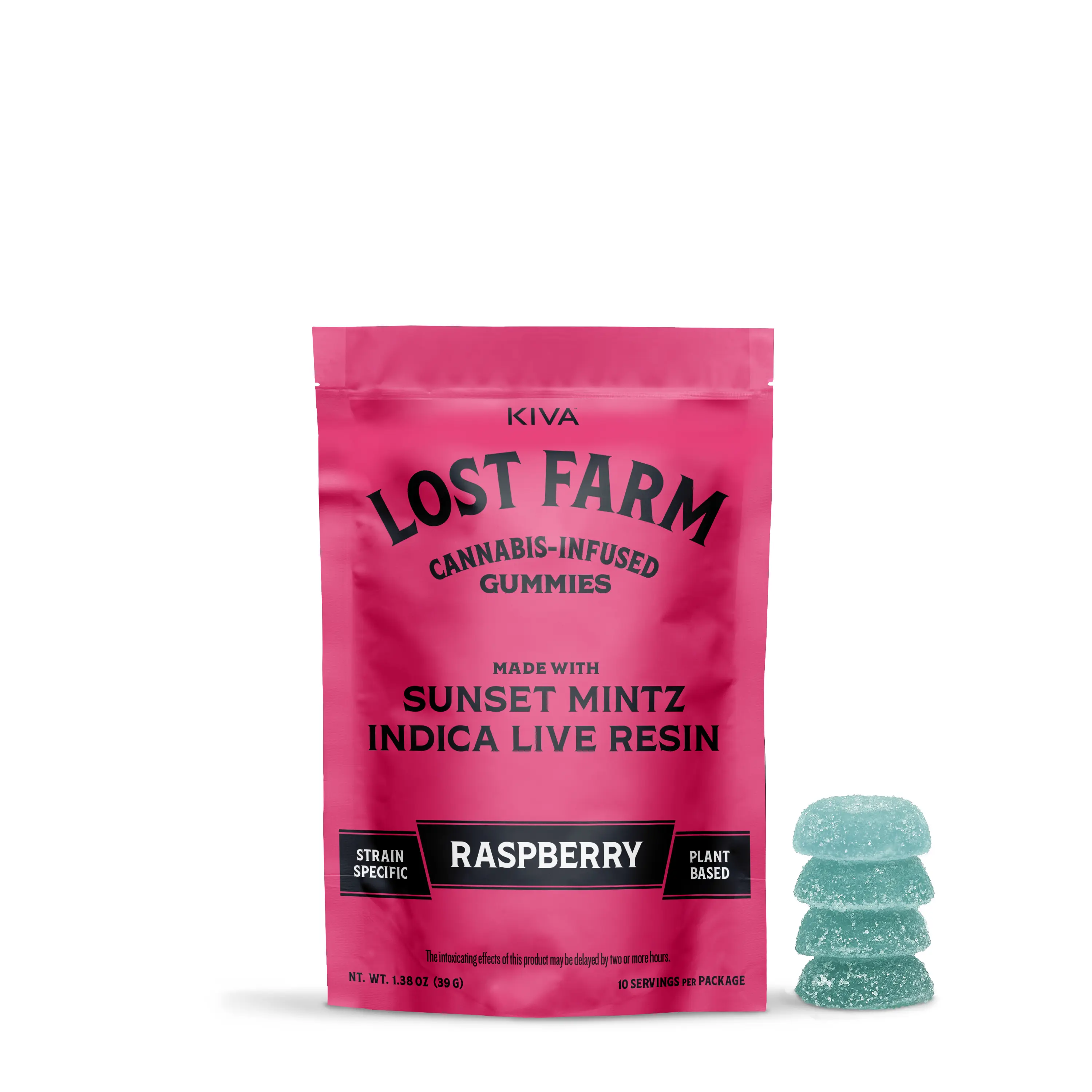 Lost Farms Live Resin Sunset Mintz Raspberry Gummy Candy Edible, 100mg, 10pk