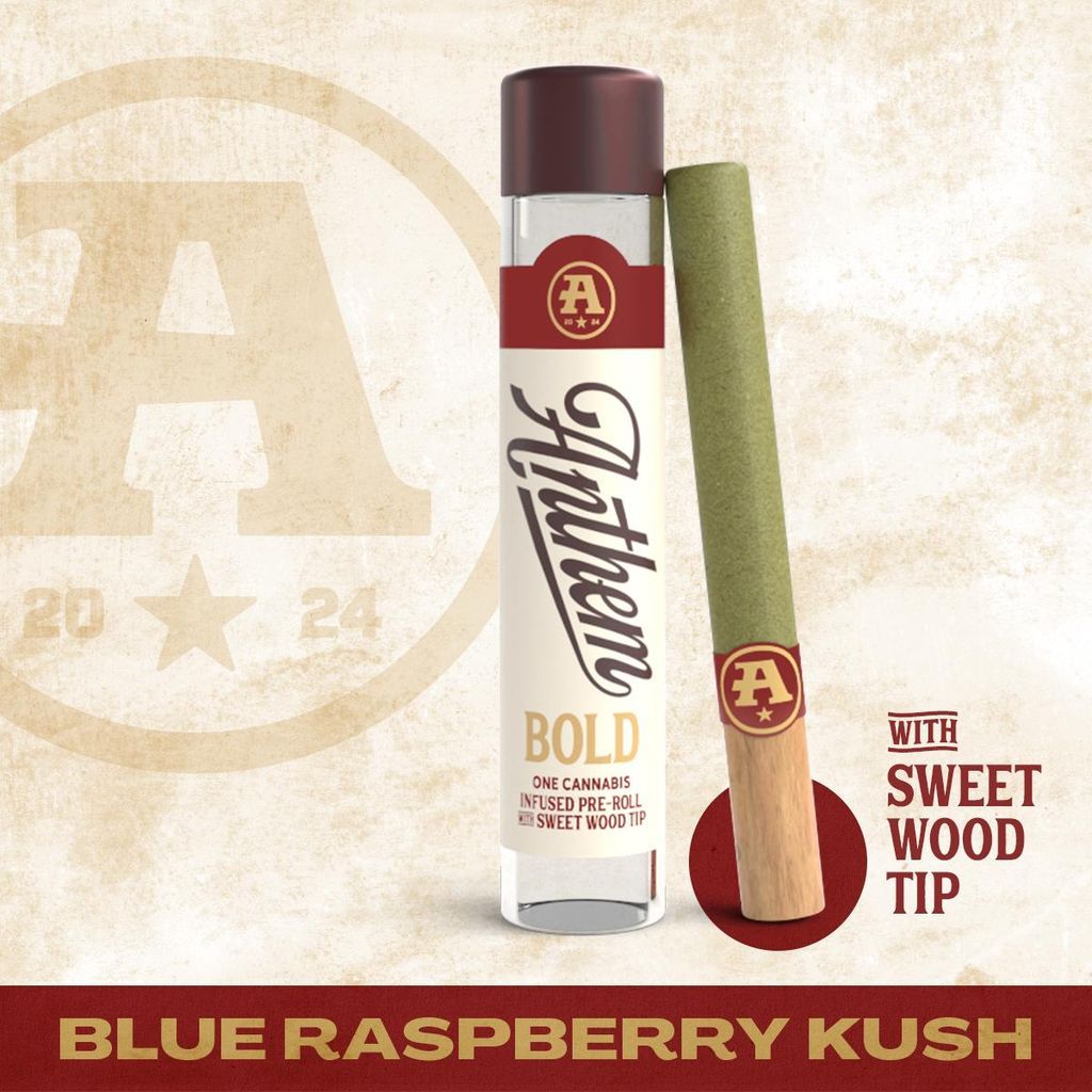 Anthem Bold Blue Raspberry Kush Infused Pre-Roll Single, 1g, 1pk
