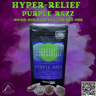 Gummies | Hyper Relief | Purple Razz | THC:CBD:CBG Mid South Extracts