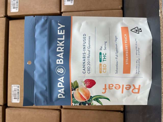 Releaf Strawberry Peach Gummies Papa & Barkley