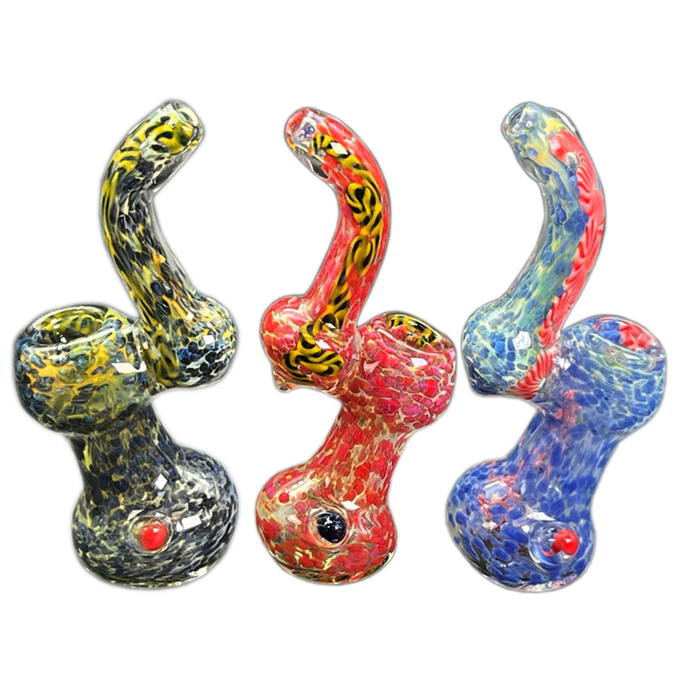 5 inch Full Worked Shroom Marble Bubbler Glass