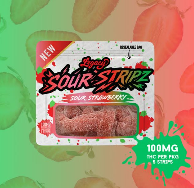 Legacy Strawberry Sour Stripz Gummies 100mg 5pk