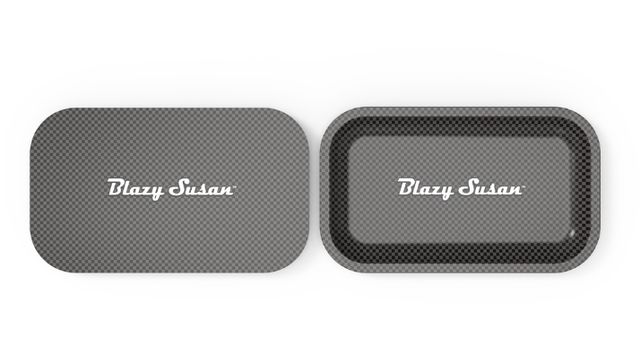 Rolling Tray (With Lid)-Medium- Carbon Fiber Black Blazy Susan
