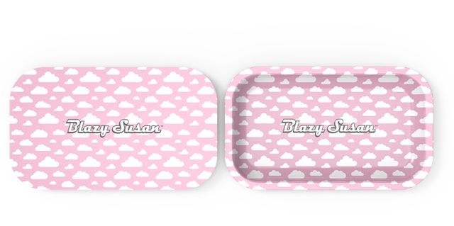 Rolling Tray (With Lid)-Medium-Pink Clouds Blazy Susan
