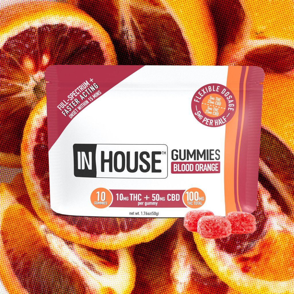 In House Blood Orange 5:1 CBD:THC Gummy Candy Edible, 100mg, 10pk