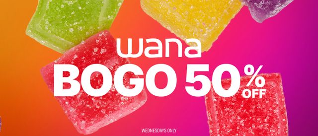 Cannabis Promo, Cannabis Sales, Cannabis Discounts, Cannabis on Sale, BOGO 50% Off Wana