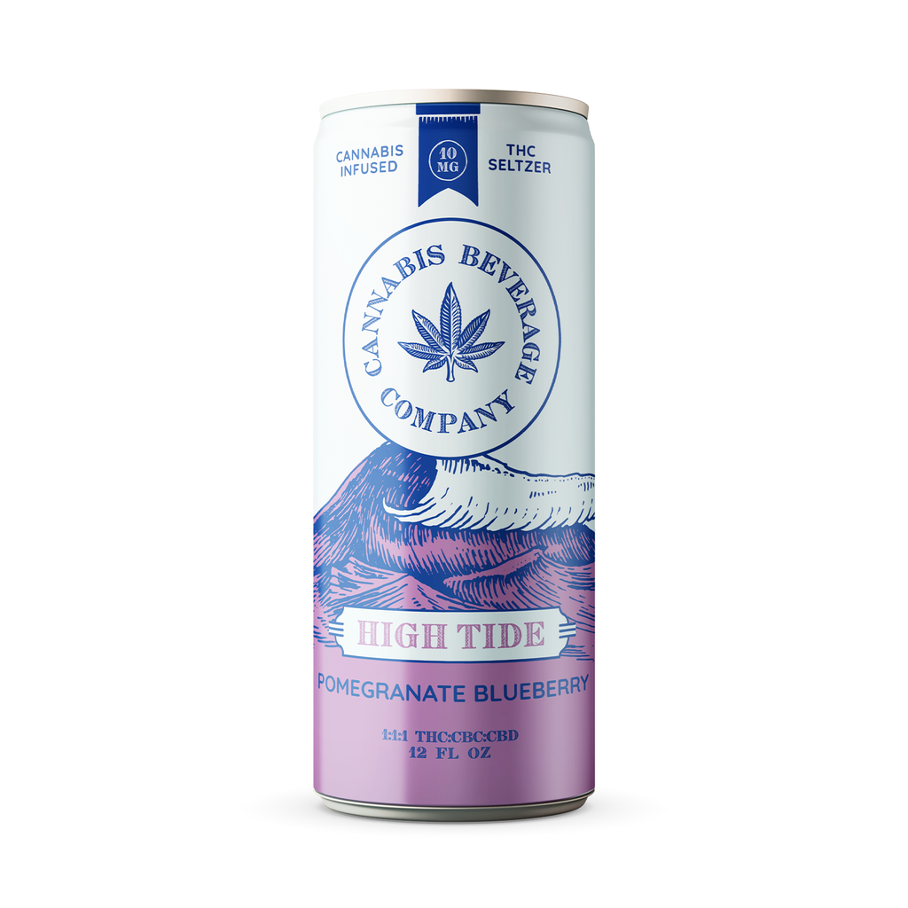 High Tide Pomegranate Blueberry 1:1:1 CBC:CBD:THC Seltzer 10mg Beverage