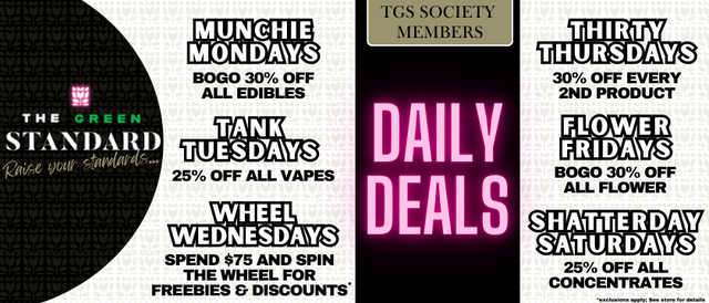 Cannabis Promo, Cannabis Sales, Cannabis Discounts, Cannabis on Sale, Daily Deal - Saturday