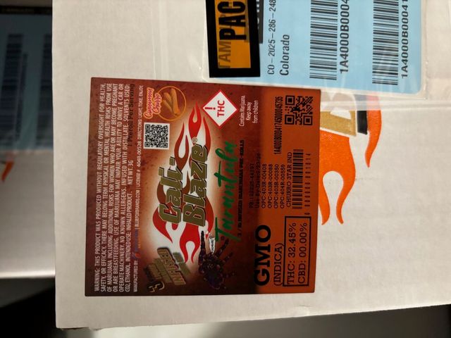 Tarantula Cinnamon Churro Indica Infused Preroll 3 Cali Blaze