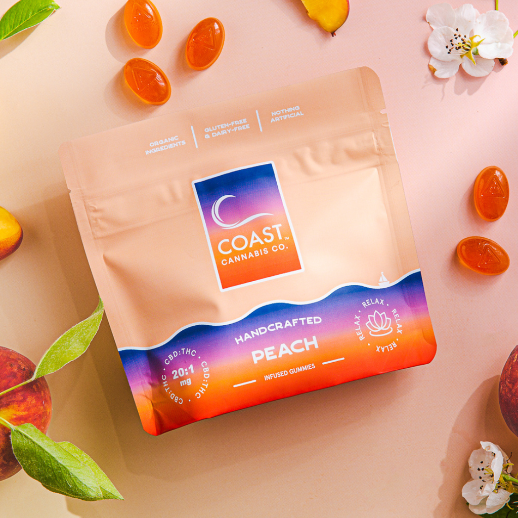 Coast Cannabis Peach 20:1 Gummy Candy Edible, 100mg, 20pk