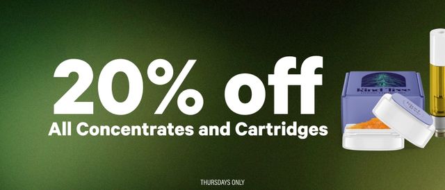 Cannabis Promo, Cannabis Sales, Cannabis Discounts, Cannabis on Sale, 20% Off Concentrates & Cartridges