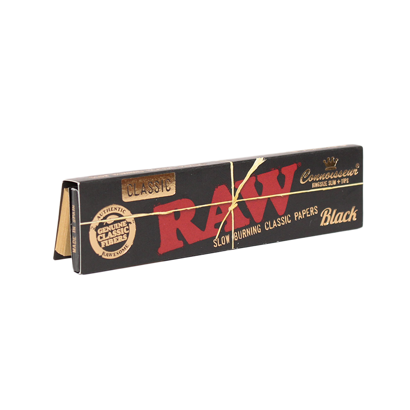 Black King Size Slim Rolling Papers w/Tips