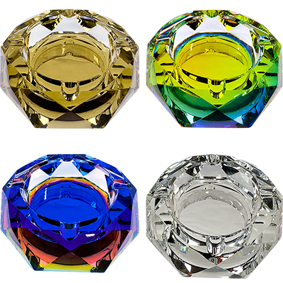 4" Faceted Octagon Iridized Glass Ashtray LuvBuds