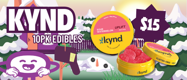 Cannabis Promo, Cannabis Sales, Cannabis Discounts, Cannabis on Sale, $15 Kynd 10 Pack Edibles
