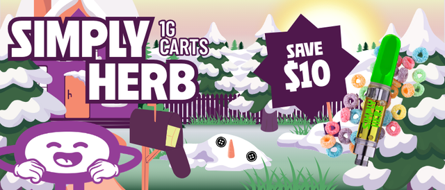 Cannabis Promo, Cannabis Sales, Cannabis Discounts, Cannabis on Sale, $10 Off Simply Herb 1G Cartridge