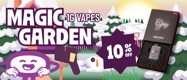 Cannabis Promo, Cannabis Sales, Cannabis Discounts, Cannabis on Sale, 10% Off Magic Garden 1G Vapes