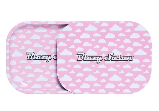 Rolling Tray w Lid - Small - Pink Clouds Blazy Susan