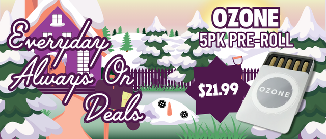 Cannabis Promo, Cannabis Sales, Cannabis Discounts, Cannabis on Sale, $21.99 Ozone 5 Pack Pre-Rolls