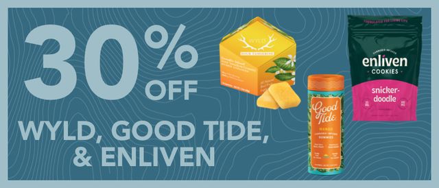 Cannabis Promo, Cannabis Sales, Cannabis Discounts, Cannabis on Sale, 30% off Wyld, Good Tide, Enliven