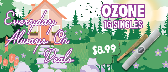 Cannabis Promo, Cannabis Sales, Cannabis Discounts, Cannabis on Sale, $8.99 Ozone 1G Pre-Roll