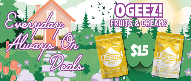 Cannabis Promo, Cannabis Sales, Cannabis Discounts, Cannabis on Sale, $15 OGeez Fruits & Creams Edibles