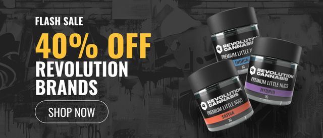 Cannabis Promo, Cannabis Sales, Cannabis Discounts, Cannabis on Sale, 40% Off Revolution Brands