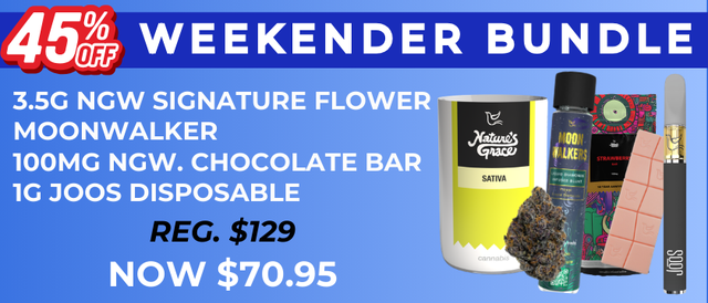 Cannabis Promo, Cannabis Sales, Cannabis Discounts, Cannabis on Sale, Weekender Bundle