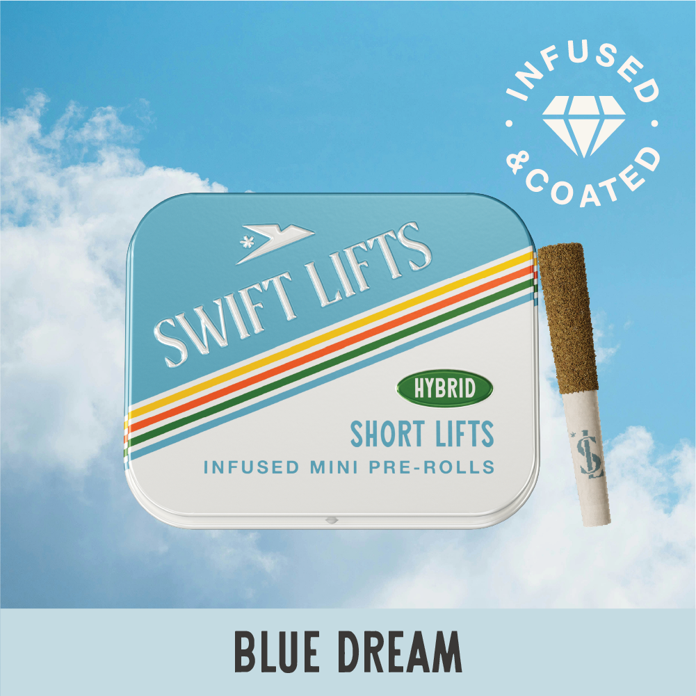 Swift Lifts Short Lifts Infused & Kief Coated Blue Dream Infused Pre-Roll Multipack, 2.5g, 5pk