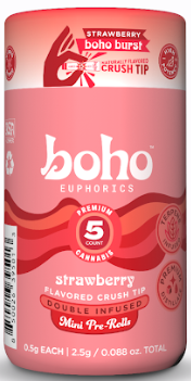 BOHO Burst Strawberry | 2.5g 5Pk Double Infused Pre-Rolls BOHO Euphorics