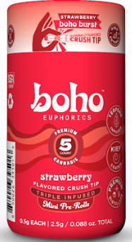 BOHO Burst Strawberry | 2.5g 5Pk Triple Infused Pre-Rolls BOHO Euphorics
