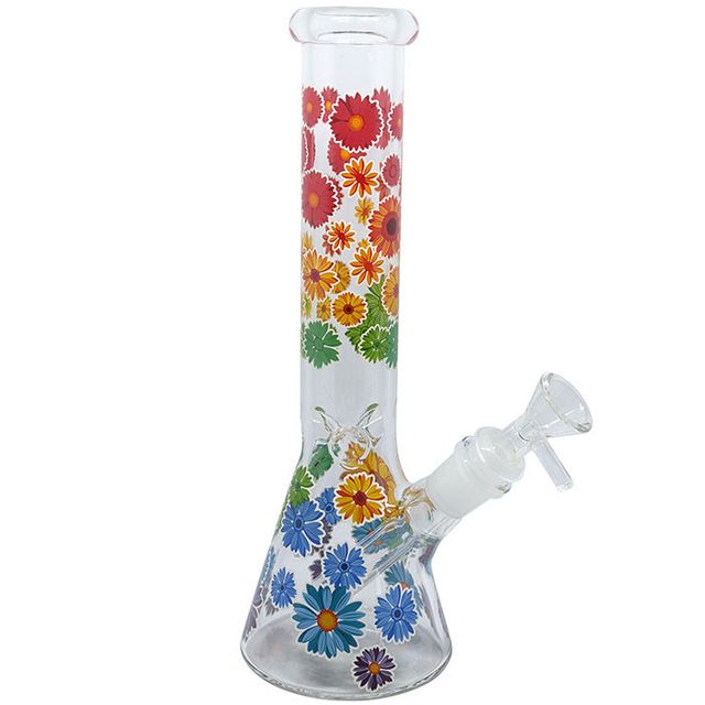 10" Flower Decal Beaker Bisa Lina