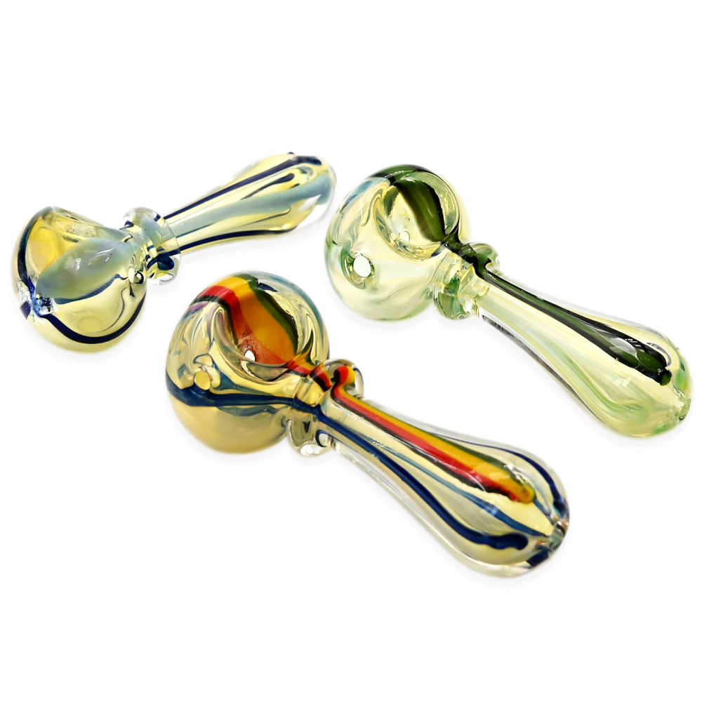 4.5" Straight Color Rimmed Glass Hand Pipe ASSORTED COLORS High Mountain Imports