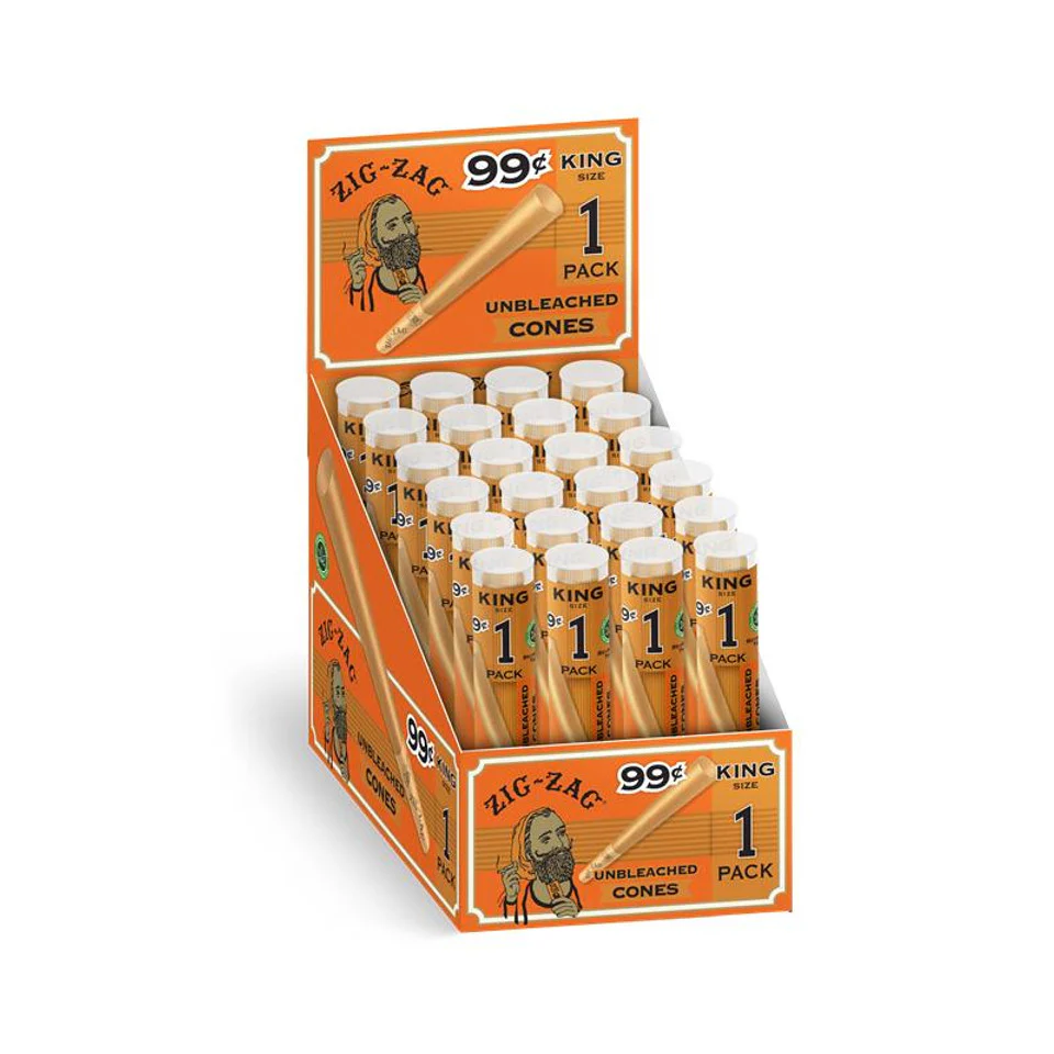 Zig Zag Unbleached King Size Cone 1pk High Mountain Imports