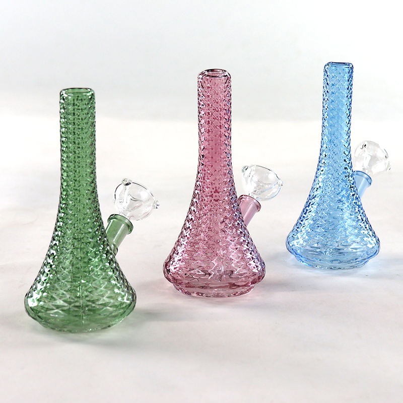 5.5" Vintage Diamond Glassware Beaker Bong and Flower Bowl Sireel